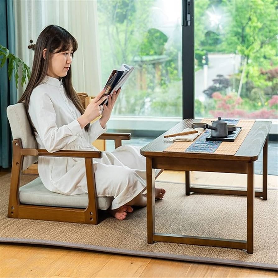 Amazon｜和室用 座椅子 畳の座席の背もたれの固体木の怠惰な床の足の