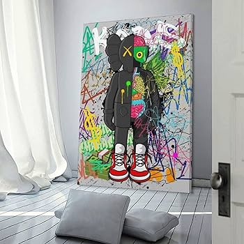 Amazon.co.jp: K-AWS素晴らしい絵画 インテリア カウズ セサミ