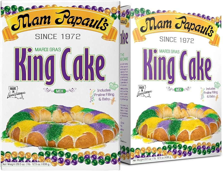 Amazon.com : Mam Papaul's Mardi Gras King Cake Mix Kit 28.5 oz - 2