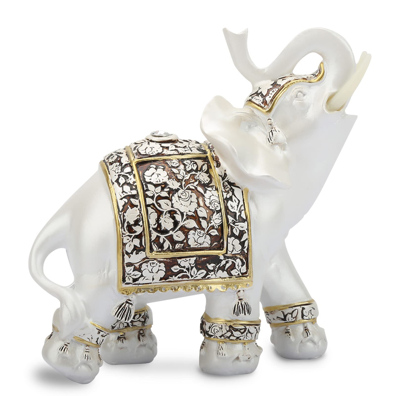 Amazon.co.jp: 風水 象の像 白象の置物 象の装飾像 白い幸運の象の置物