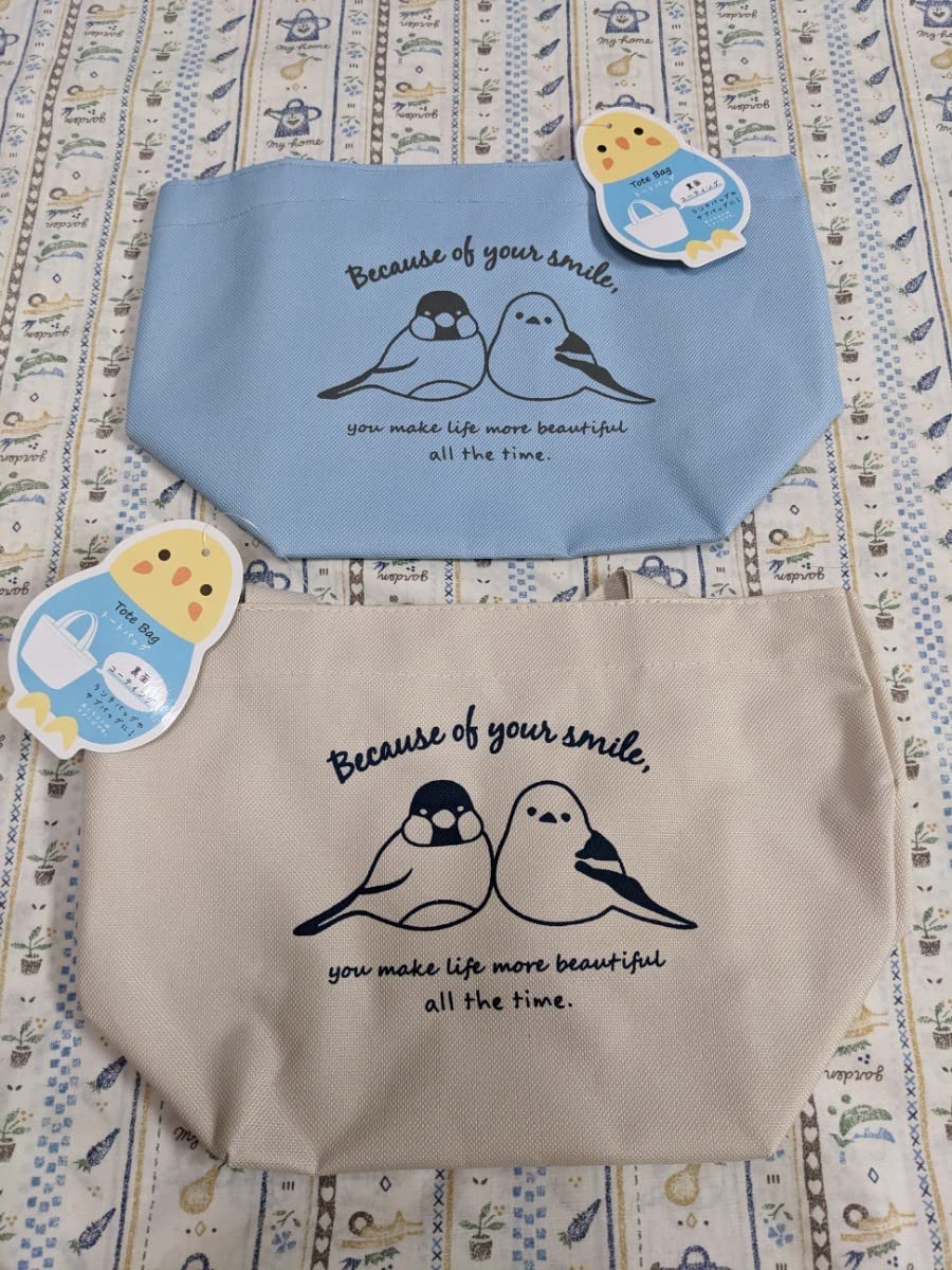 Amazon.co.jp: 鳥さん 文鳥 シマエナガ柄 キャンドゥ限定 トートバッグ