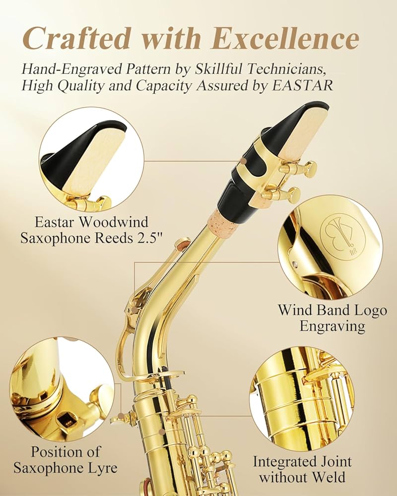 Amazon.com: Eastar Professional Alto Saxophone Golden E Flat Eb