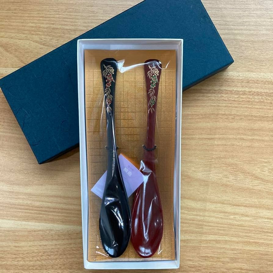 Amazon.co.jp: 輪島塗本舗 うるし屋 漆塗りスプーン 2本セット 南天