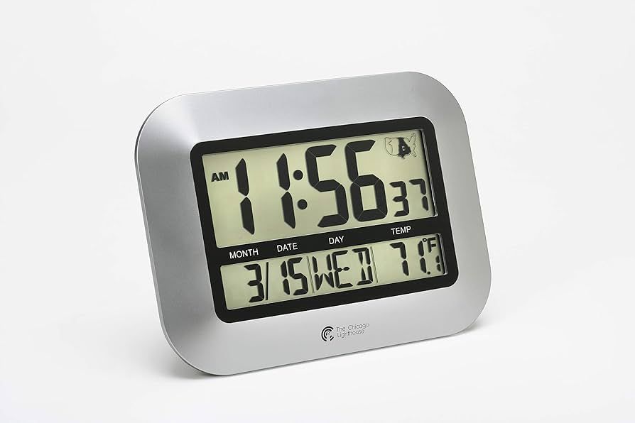 Amazon.co.jp: シカゴ・ライトハウス デジタル電波壁時計 10 x 7インチ
