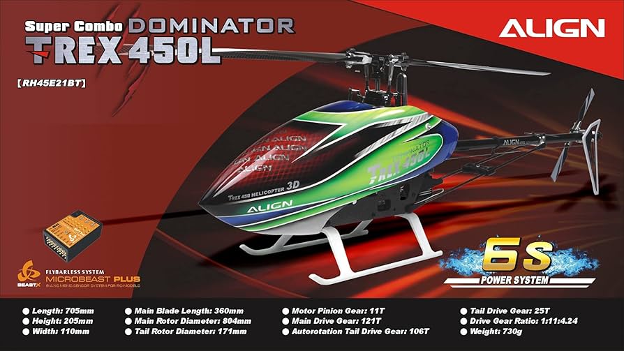 Amazon.com: ZYHOBBY RC Helicopter T-REX 450L Dominator Super Combo