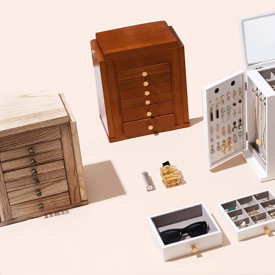 Amazon｜ProCase ジュエリーボックス 7段式 アクセサリー収納 木製