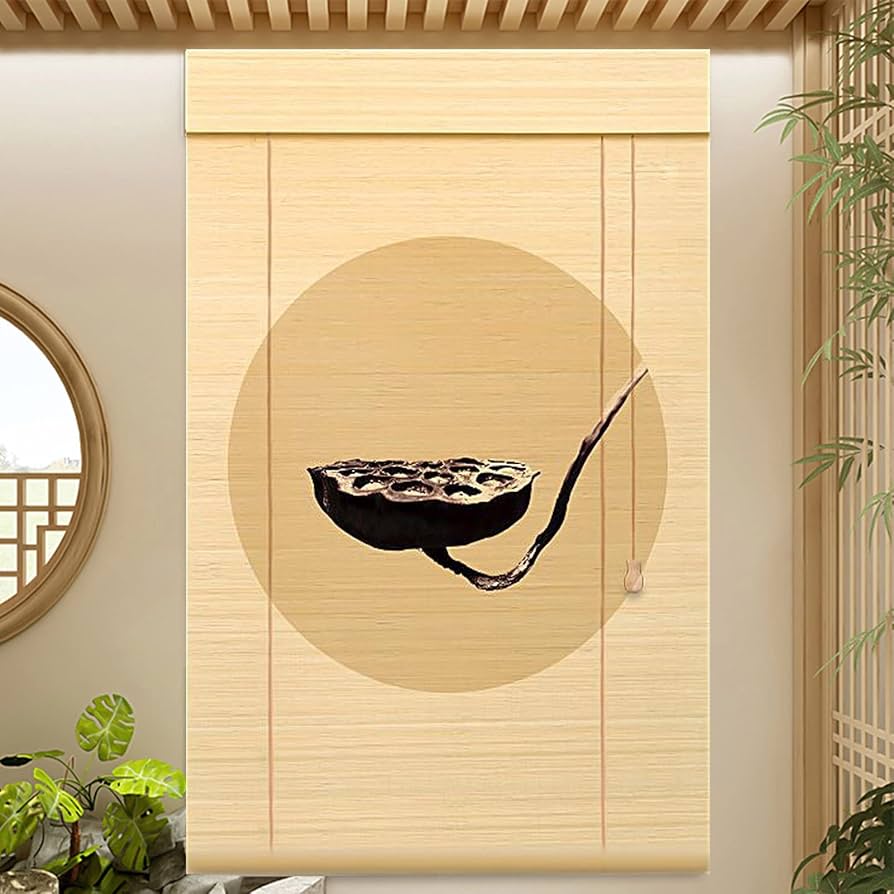 Amazon｜竹簾、中国スタイル竹すだれ、プリント模様、ローマン