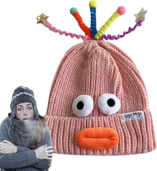 Amazon.co.jp: SAEYZ 女性用ビーニー帽子 - 漫画ソーセージ口ニット冬