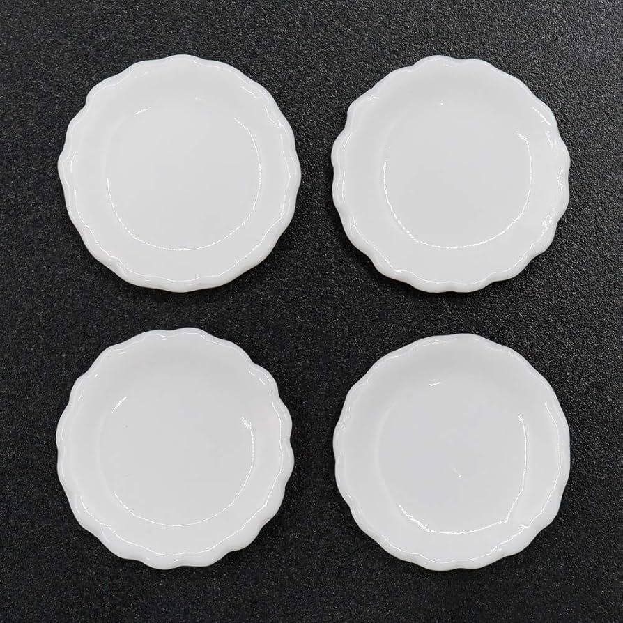 Amazon | 1/12 ミニチュア 食器 皿 陶器 4枚 ドールハウス 小物 [並行