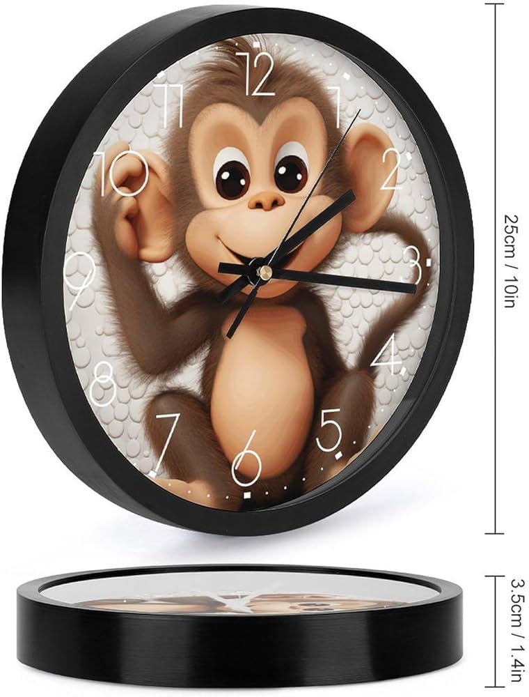 Amazon.com: NHYDSPQ Fashionable Round Wall Clock,Cute Monkey