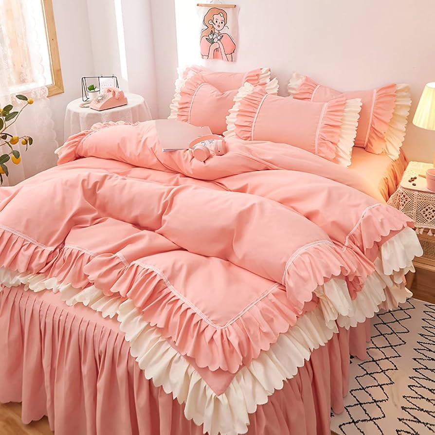 Amazon｜お姫様系 掛け布団カバー 4点セット セミダブル ウォッシュ