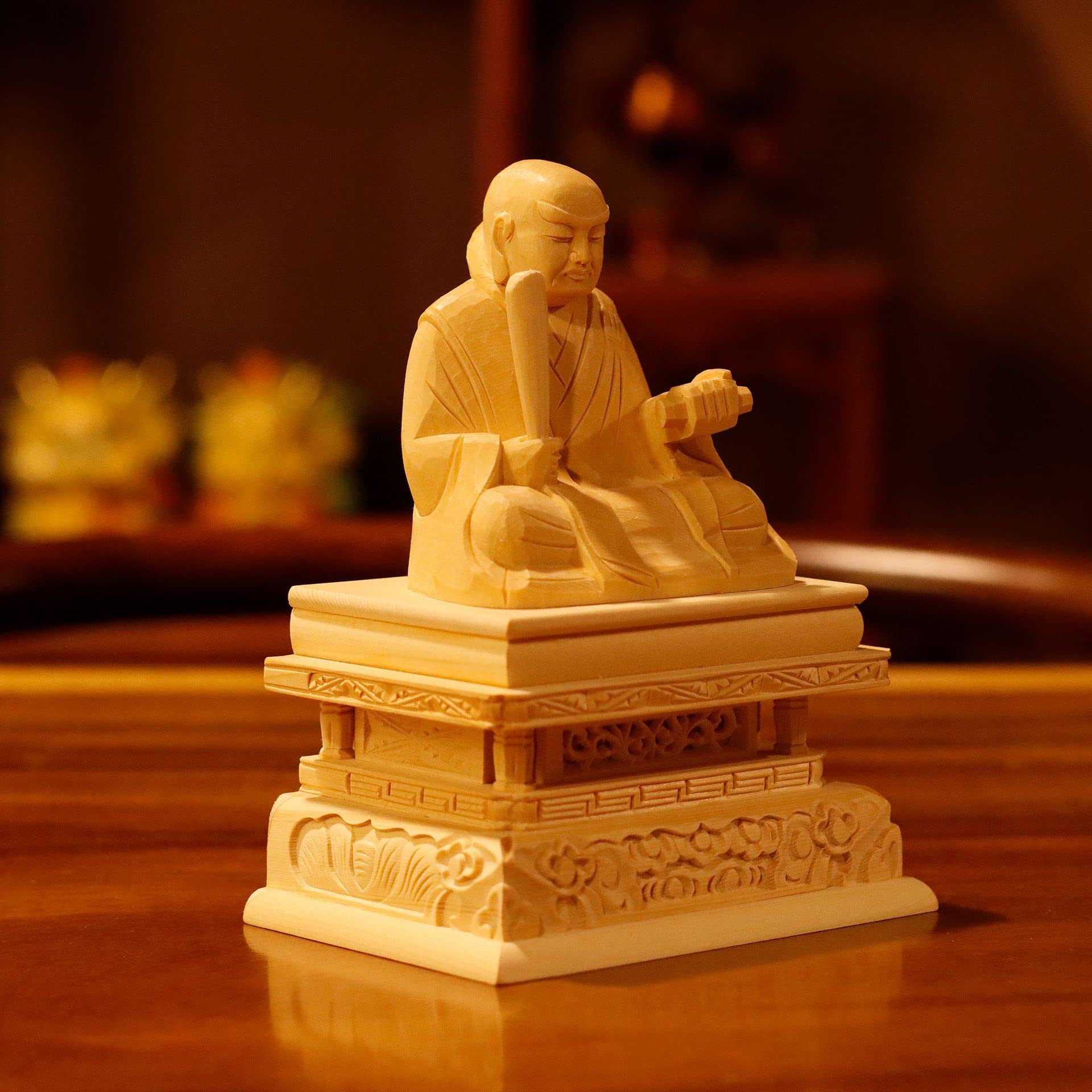 Amazon｜仏像 日蓮上人(日蓮宗) 座像 木彫り仏像 桧木 日蓮宗御本尊