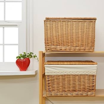 天然素材の蓋付きバスケット Amazon.co.jp: 天然素材 フタ 付き かご