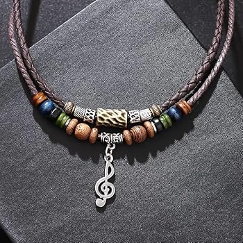 Amazon | [SUNYOBAO] ネックレス メンズ 紐 ブラウン 二連 レザー