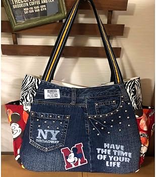 Amazon.co.jp: まんまるトートバッグ(L) トレーナー＆デニムリメイク