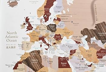 Amazon | 寄木風のおしゃれな「世界地図」ポスター A1サイズ 英語