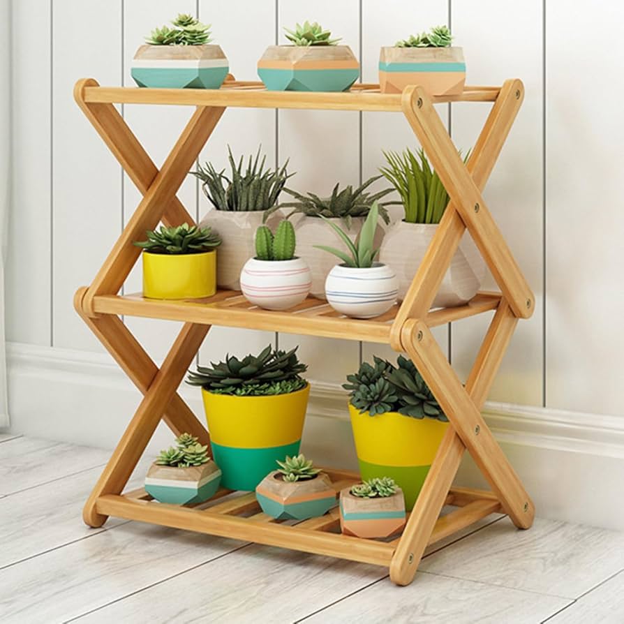 Amazon.co.jp: MJKQ9 ラック 4段 庭 ガーデンラック 見せる収納 竹製