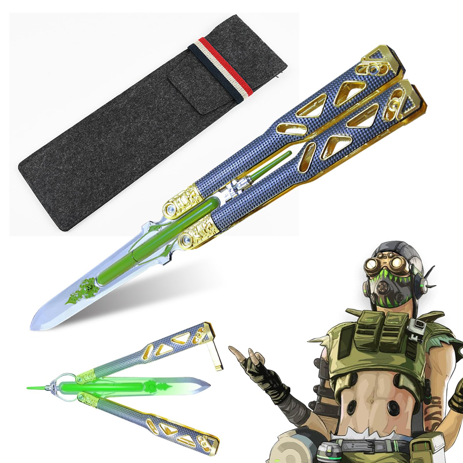 Amazon.co.jp: バタフライナイフ オクタン apexグッズ 家宝 21cm 蛍光