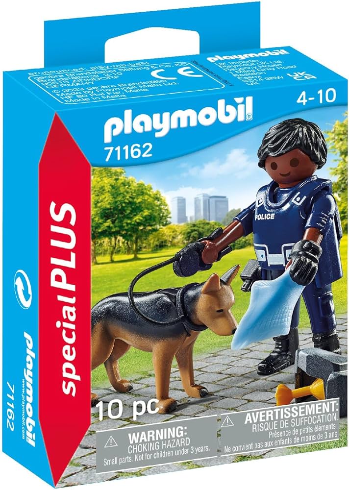 Amazon.com: Playmobil 71162 Policeman with Search Dog : Toys & Games