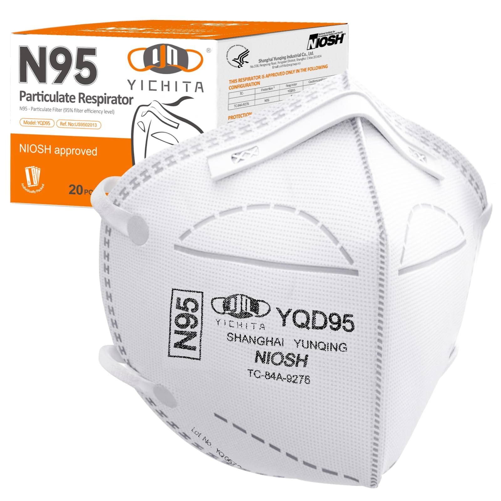 Amazon.co.jp: [YQ YICHITA] 医療用N95マスク 個包装 20枚入 折畳式 頭