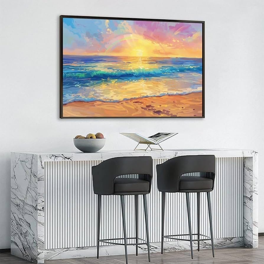 Amazon.co.jp: 絵画 美しいサンセットビーチインテリア 絵画 魅力的な