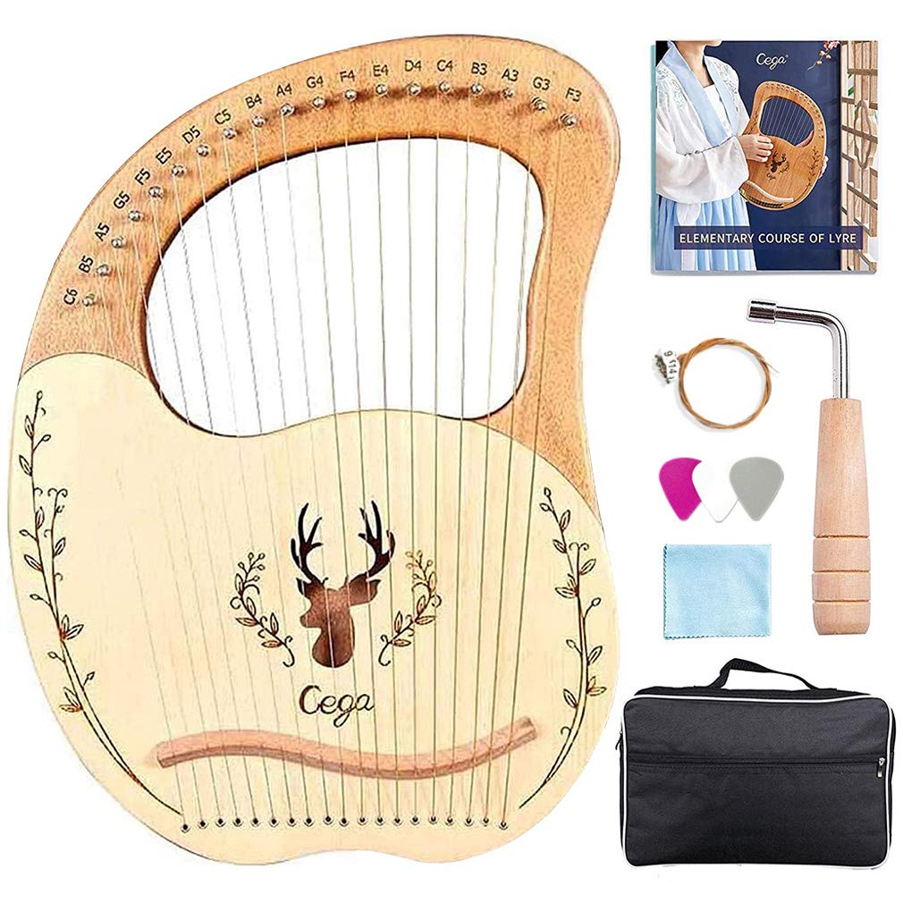 Amazon | ライアー ハープ 19弦 木製竪琴 ハープ マホガニーウッド 心