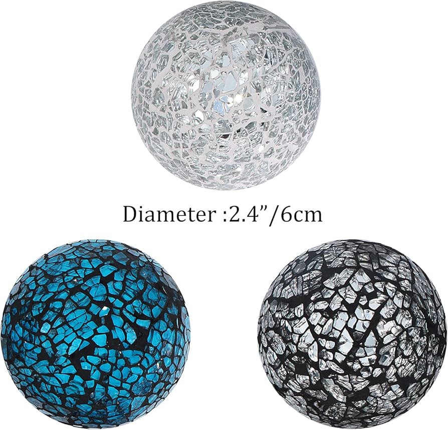 Amazon.co.jp: 装飾ガラスボール 6個 2.4インチ モザイク球体 小さな