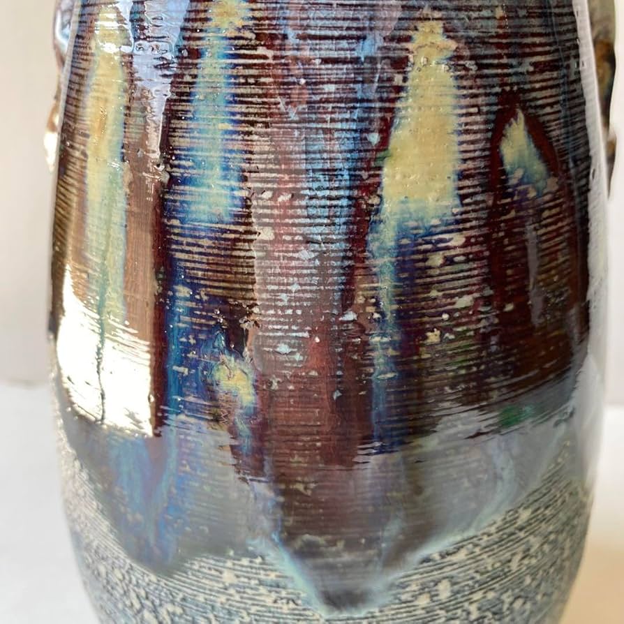 Amazon.co.jp: 花瓶 信楽窯 紫峯作 アンティーク レトロ 藍色 瓶