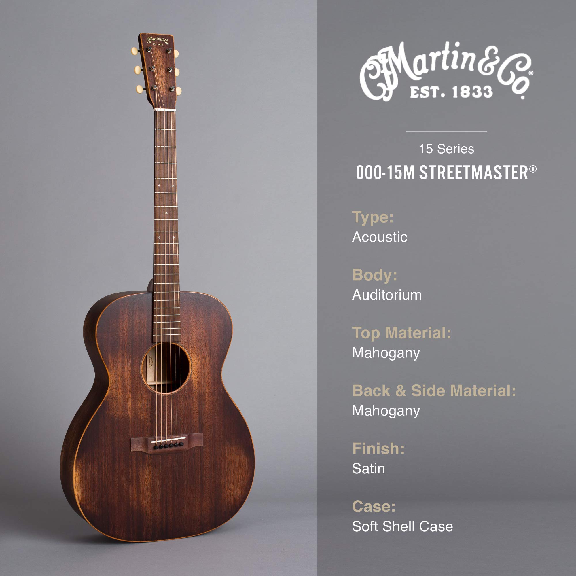 Amazon.com: Martin Guitar 000-15M StreetMaster with Gig Bag
