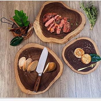 Amazon｜[GZGZ] チークウッドの輪切りステージトレイ 約22-27cm