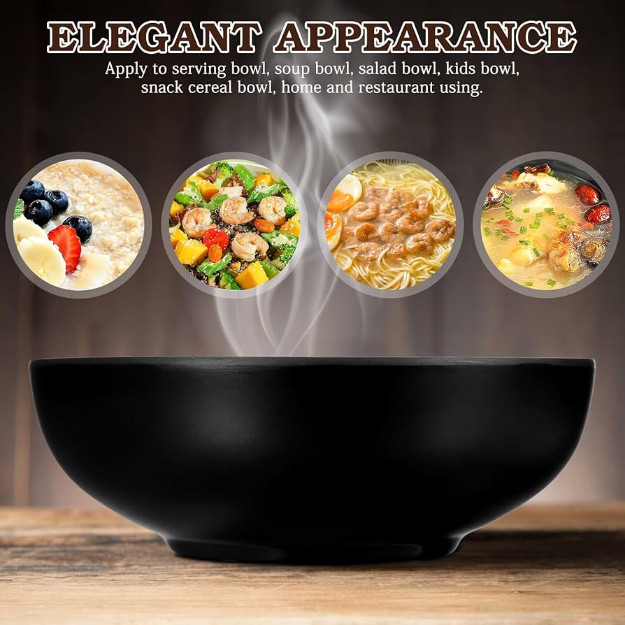 Amazon.com | Black Bowl 8 46 Inch Imitation Porcelain Ramen Large