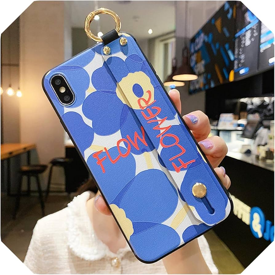 Amazon | Perqo 赤青の花ソフトTPUリストストラップFor iphoneケース用