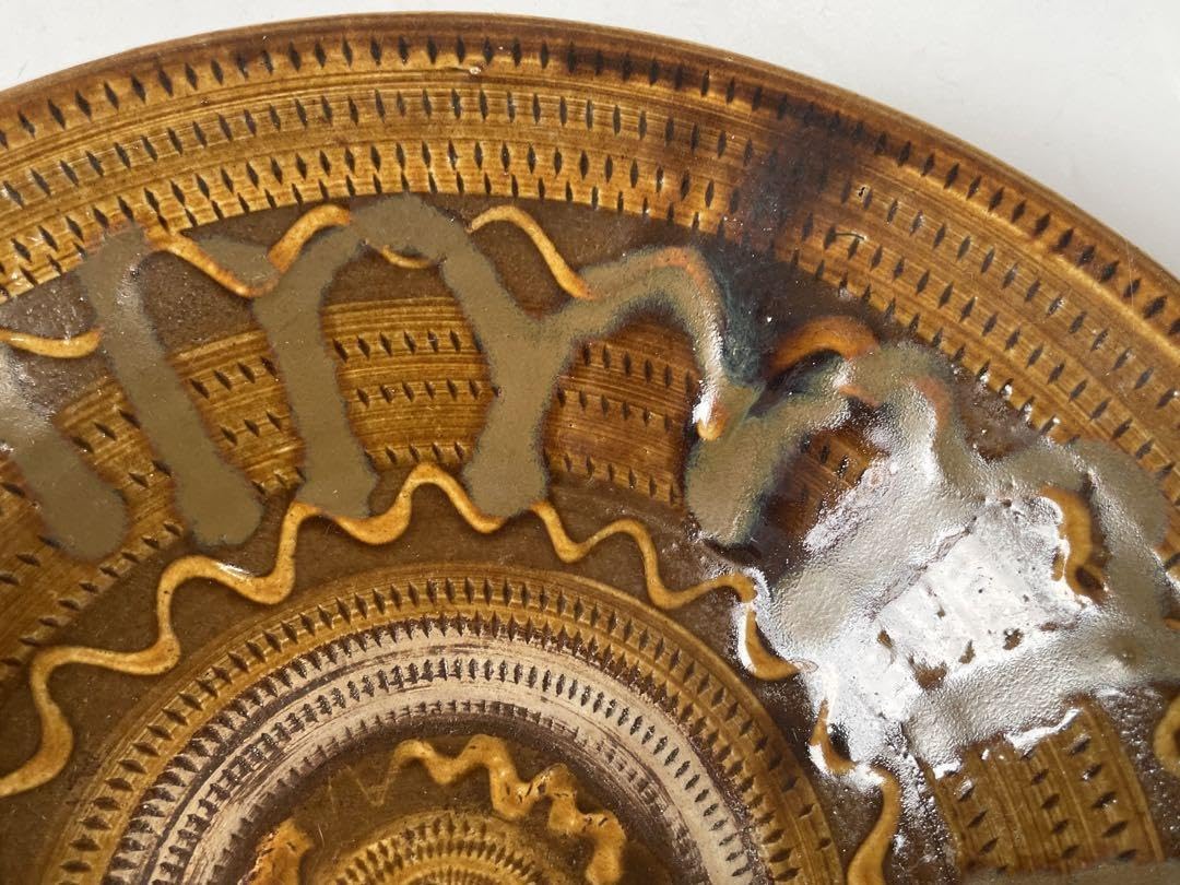 Amazon.co.jp: 民芸 民藝 手仕事 大分県 小鹿田焼 飛び鉋 深皿 大皿 鉢