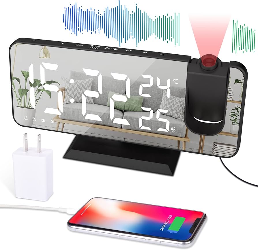 Amazon.co.jp: EVILTO 温湿度計 デジタル投影時計 多機能目覚まし時計