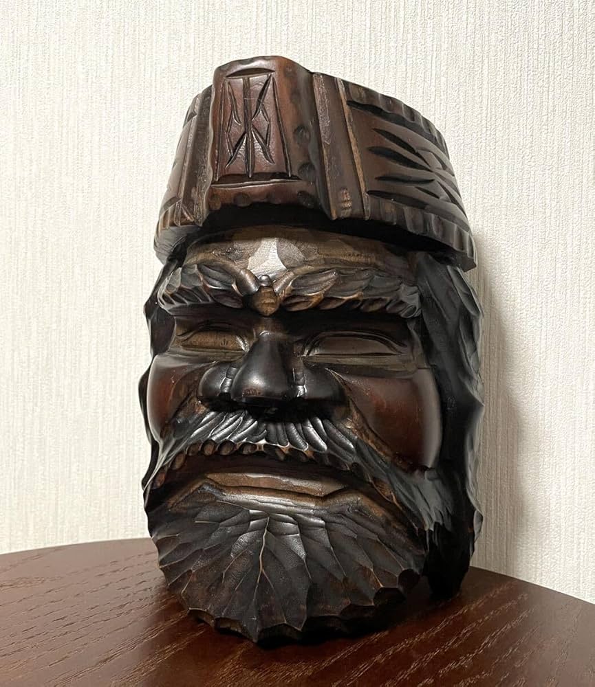 Amazon.co.jp: アイヌ民族無垢木木製木彫り彫刻オブジェ壁掛け置物伝統