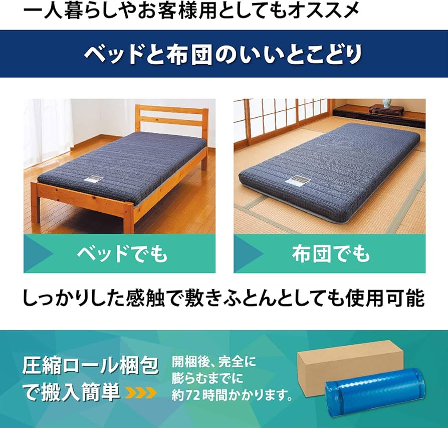 Amazon｜フランスベッド 折りたたみマットレス シングル やや硬め 厚さ