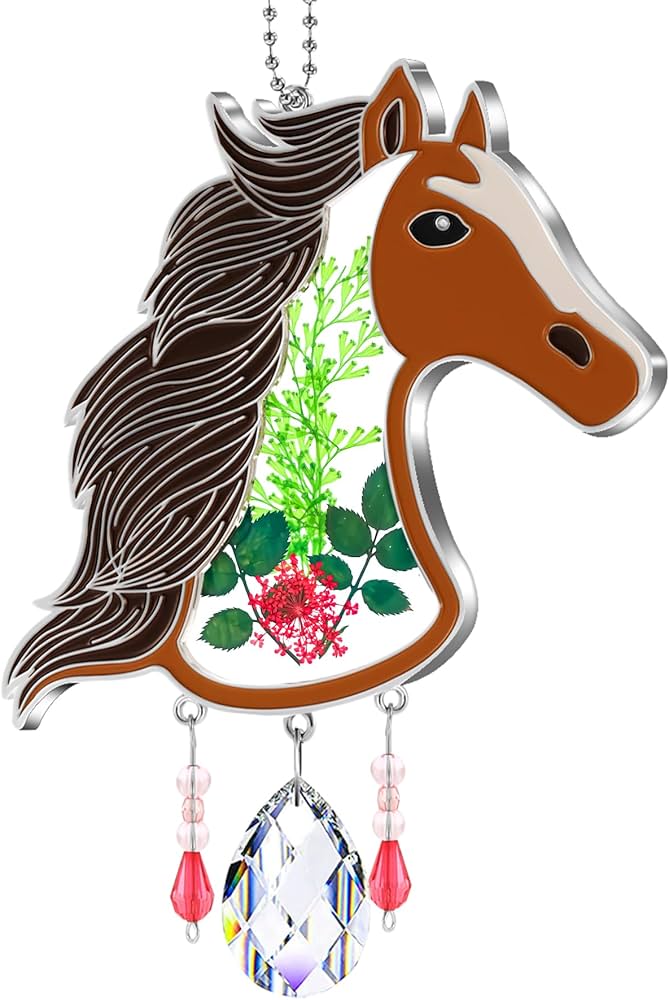 Amazon.co.jp: KY&BOSAM ステンドグラス クリスタル 手描き 馬の頭