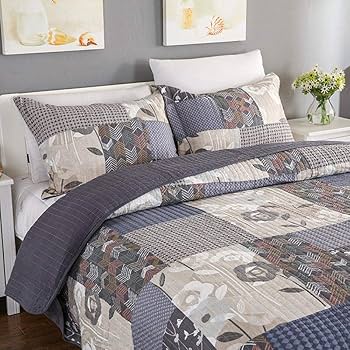 Amazon｜キルトキルト3ピース手作りパッチワーク布団ベッドカバー綿夏