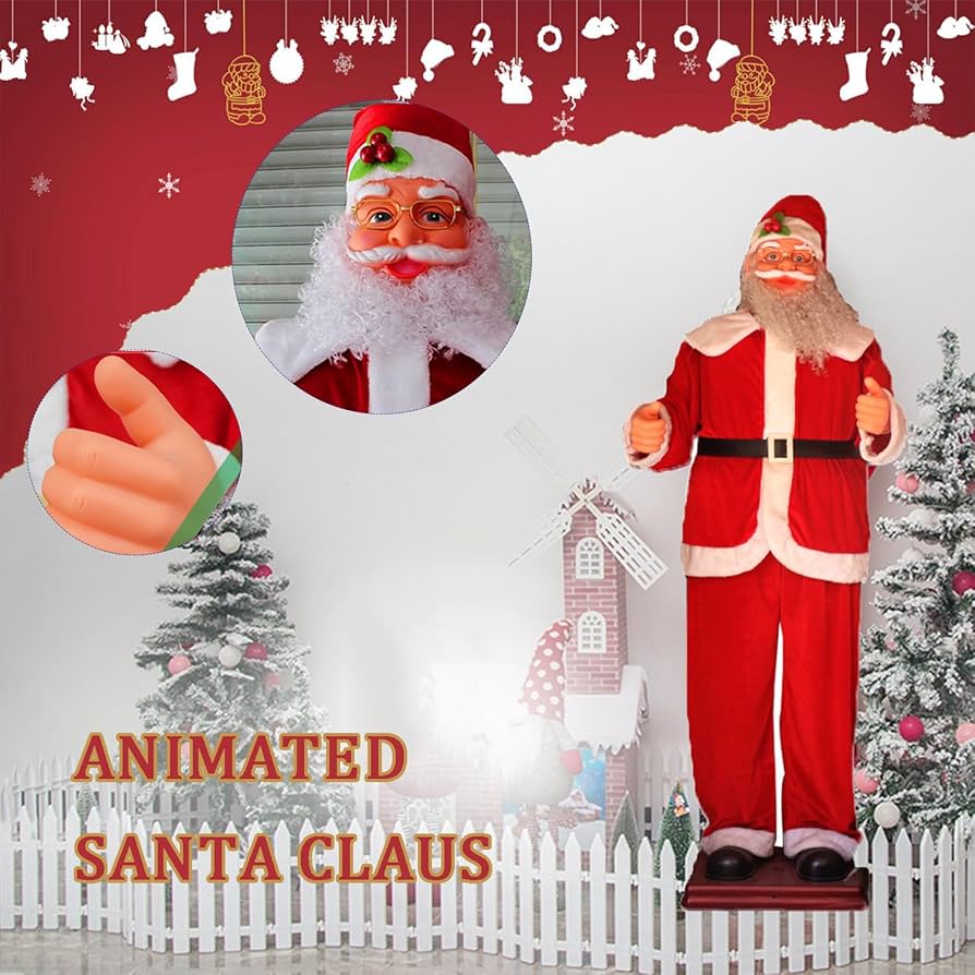 Amazon.co.jp: 歌って踊るサンタクロース、等身大の電動動くサンタ像