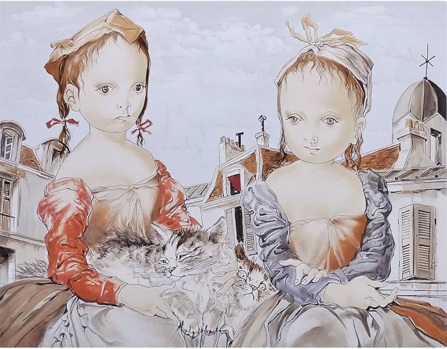 Amazon.co.jp: 藤田嗣治 猫と二人の少女 人物画 女の子 子供 版画 絵画