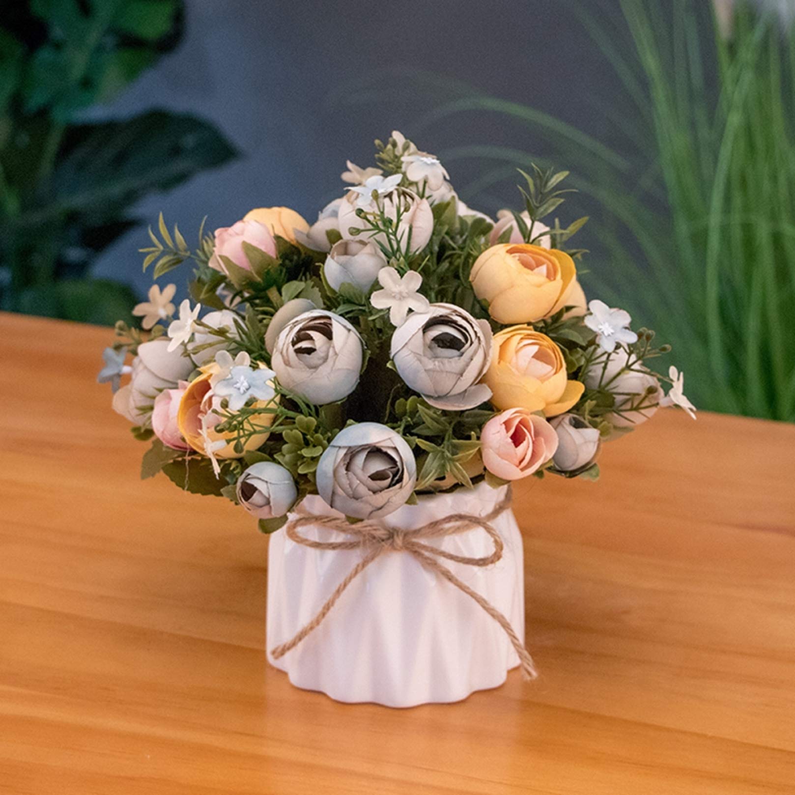 Amazon｜バラ 造花 アレンジメント ミニブーケ 花瓶付 インテリア