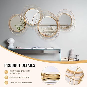 Amazon.co.jp: LJSCLDF 大型装飾ウォールミラー、モダンゴールド