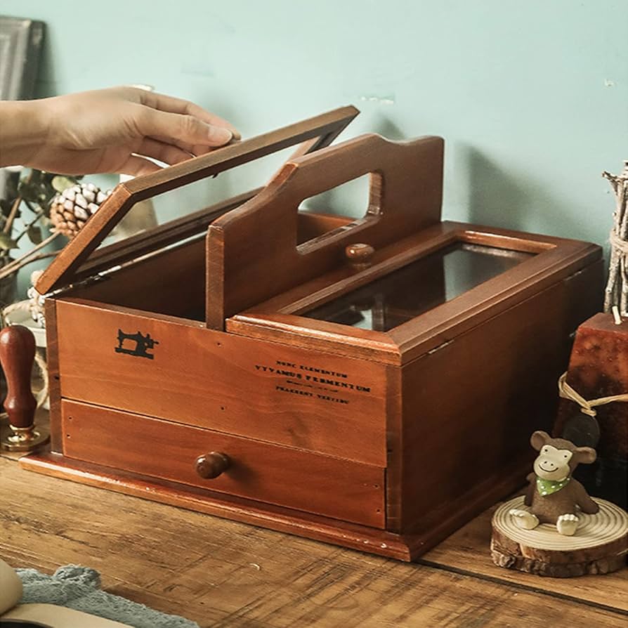 Amazon.co.jp: 裁縫箱, ソーイングキット、レトロな木製ソーイング