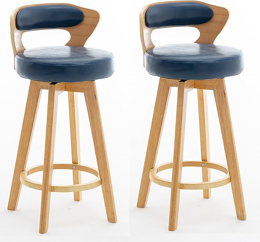 Amazon｜木製バースツール2脚セット、曲げ木背もたれとフットレスト