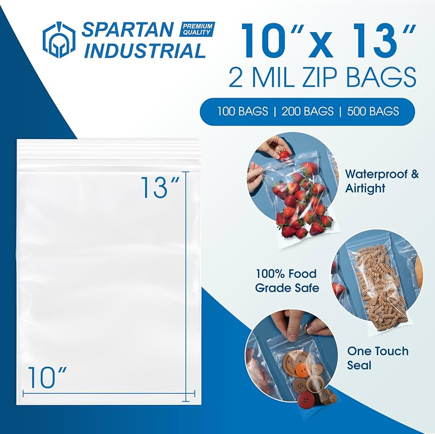 Amazon.com: Spartan Industrial - 10” X 13” (500 Count) 2 Mil Clear