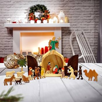 Amazon.co.jp: 木製キリスト降誕セット | 17ピース木製クリスマス