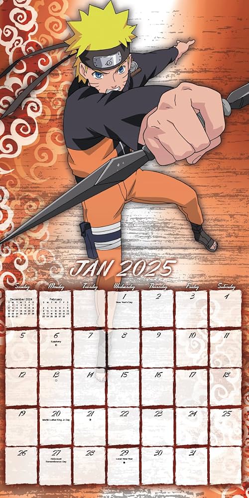 Amazon | 2025年 NARUTO - ナルト 疾風伝 壁掛け カレンダー | 輸入版