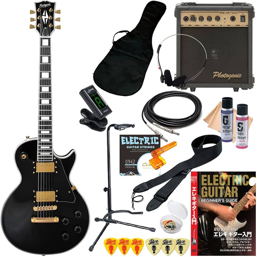 Amazon | エレキギター 初心者セット 16点 PhotoGenic LP300C ブラック