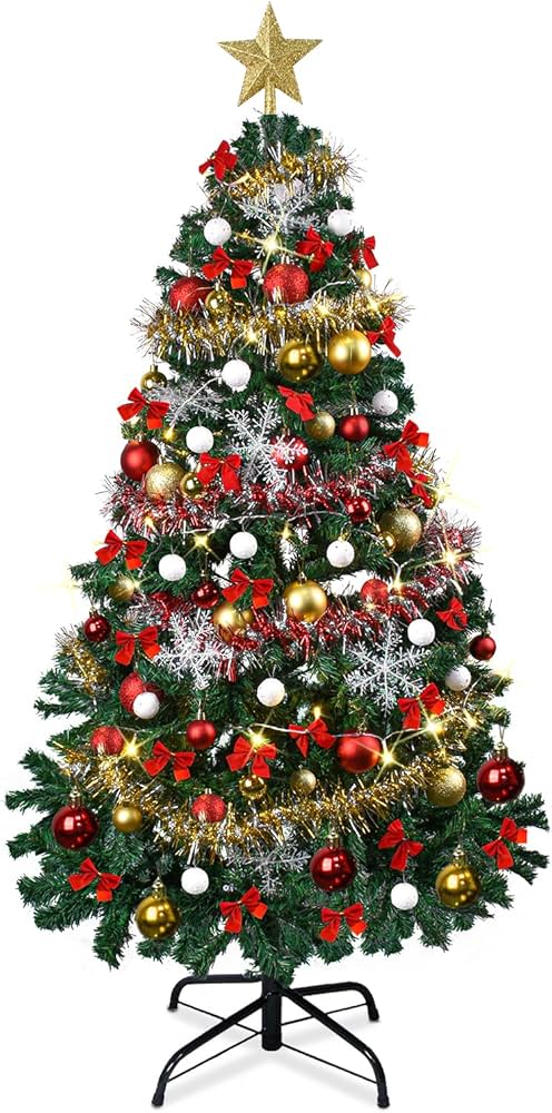 Amazon.co.jp: クリスマスツリー 150cm 枝数450本 暖色LEDライト