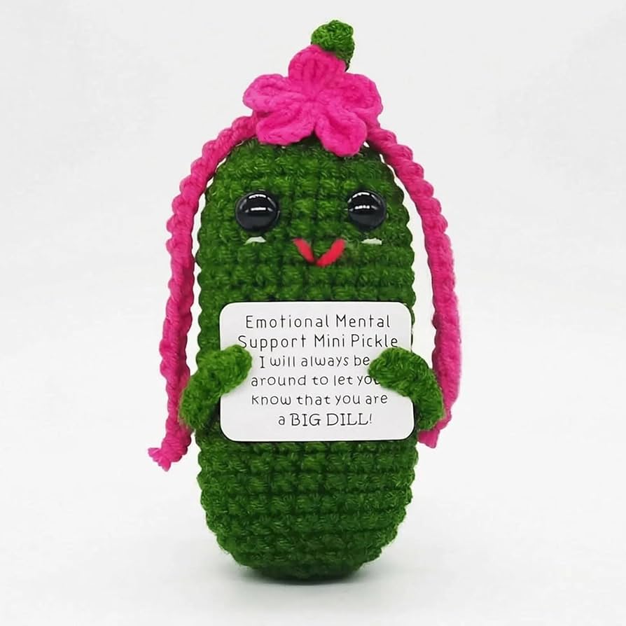 Amazon.com: KALAWALK Crochet Pickle Gift with Encouraging Cards